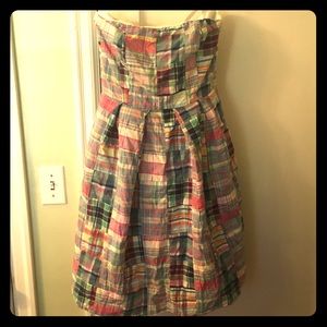 J Crew Factory Strapless Madras Dress Size 2